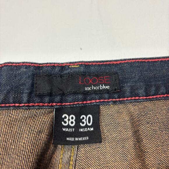 Vintage Anchor Blue Loose Baggy Jeans Men's 38x30 Skater Y2K - Picture 5 of 12